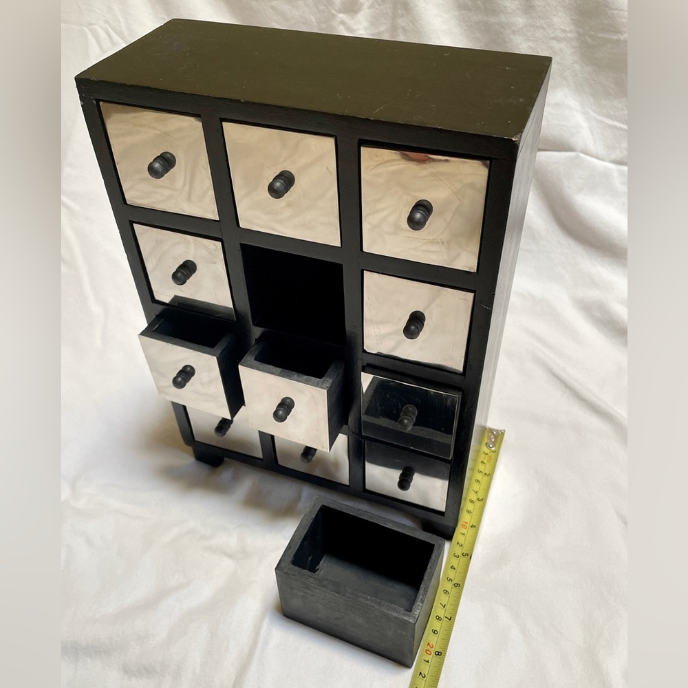 Apothecary Mirror Wood Drawer Cabinet - Picture 3 of 9